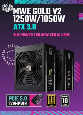 Cooler Master MWE gold V2 1250w ATX 3.0 power supply PCIe 5.0 80 plus gold carousel homepage banner